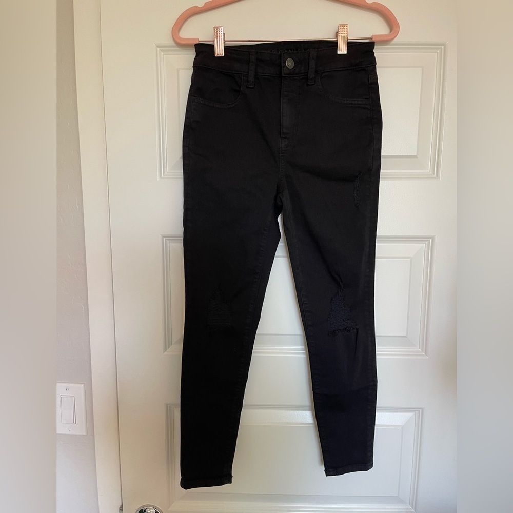 American Eagle Black Next Level Stretch Black Jeans - Picture 3 of 5